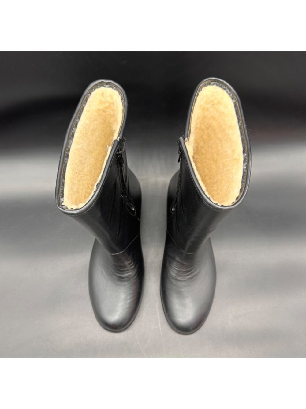 Vintage Black Boots Waterproof Sherpa Lined USA Size 6 Extra Wide Retro Winter - Picture 6 of 15
